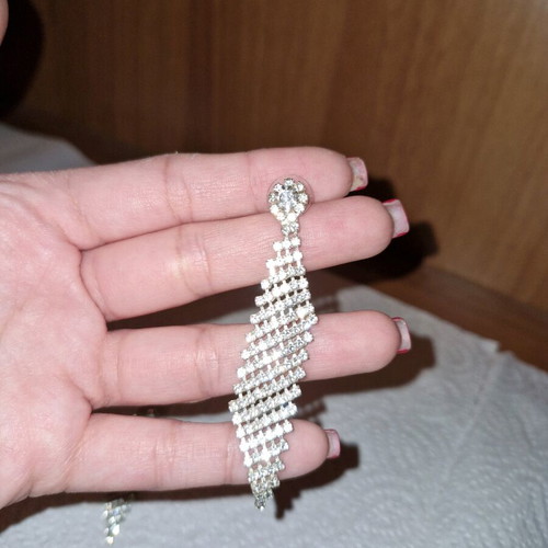 Fos screw earrings new with clasp and rhinestones silver