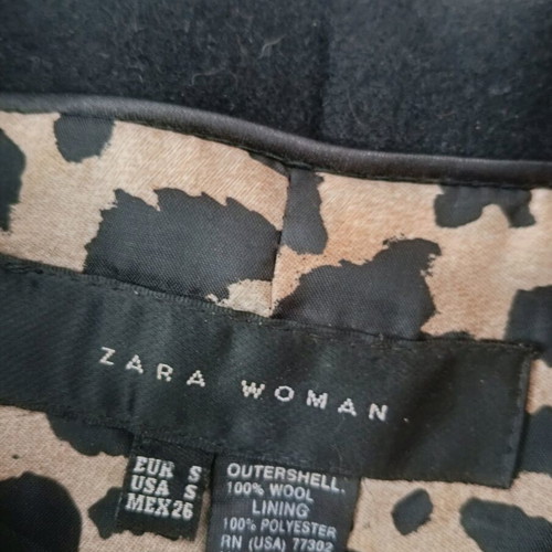 Black women's Zara coat used, size small, long with belt