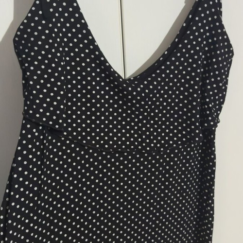 Long polka dot dress black and white size L like new, cool fabric