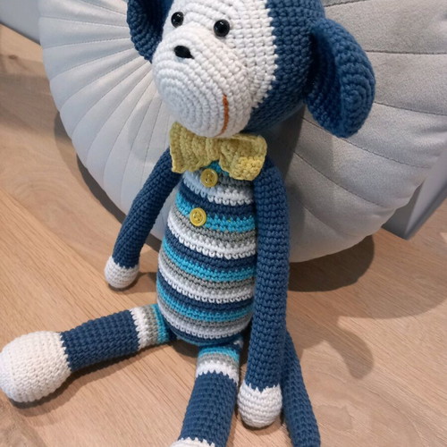 Handmade crocheted monkey new, 36 cm, cotton yarn