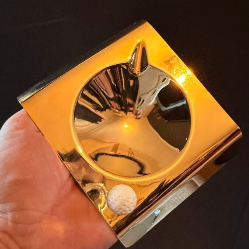 Vintage Golf Club Ashtray metal gold like new