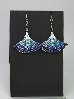 Earrings handmade in blue shades with steel elements