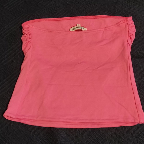 Pink strapless top one size elastic like new