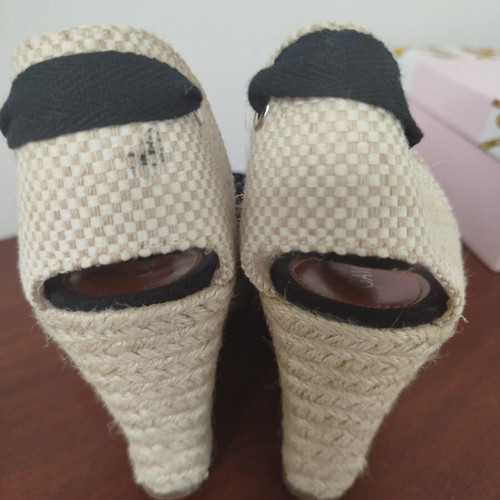 Platform sandals black knitted with laces size 36 like new
