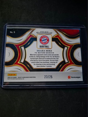 2025-26 Panini Select EuroLeague Isiaha Mike card like new, limited to 25
