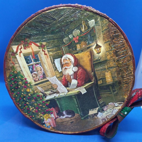 Christmas round box new, decoupage, paper