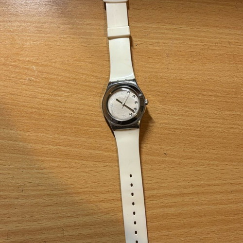 Swatch yls165 used women's watch white silver