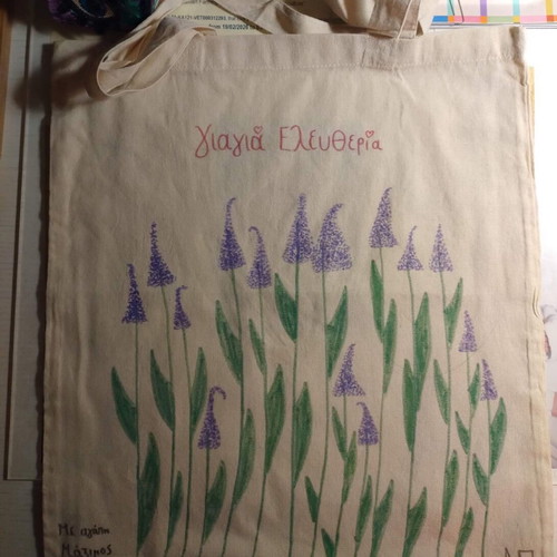 Hand-painted fabric shoulder bags new, two sizes
