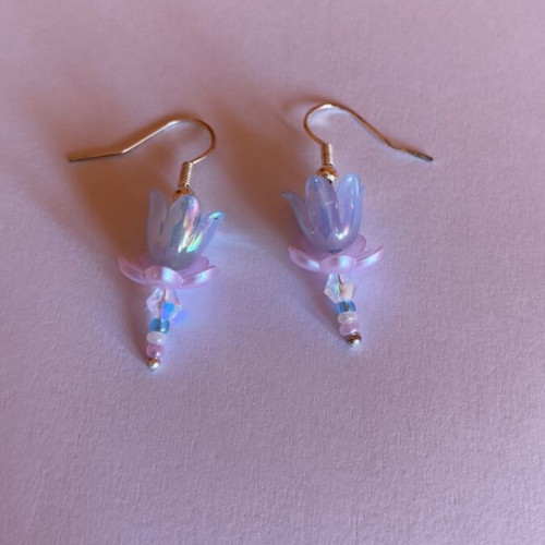 Handmade earrings in purple and turquoise shades inspired by Barbie's Swan Lake