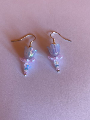 Handmade earrings in purple and turquoise shades inspired by Barbie's Swan Lake