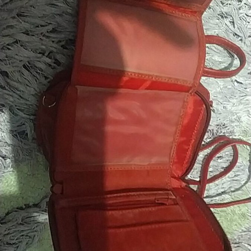 Bag set with wallet used, burgundy