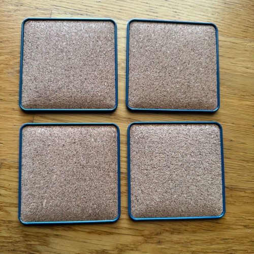 Square coasters new with colorful unique designs, set of 4