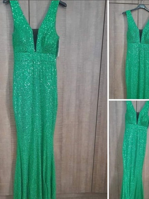 Dress new with sequins mermaid style, size S-M, green