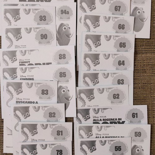 Finding Dory Panini stickers used, 107 pieces