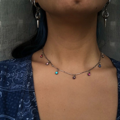 Boho Y2k Coquette Fairy Grunge stainless steel necklace colorful, new