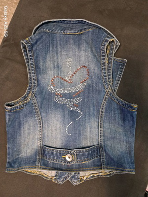 Exsy Jeans denim vest like new with back design