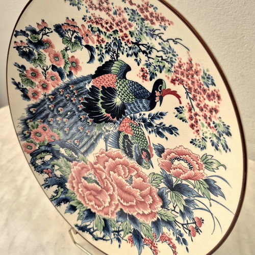 Decorative Japanese Plate with Peacock Design like new