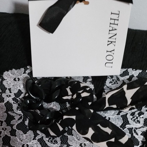 Handmade Muslin Viscose Bracelet with Black Rings, new