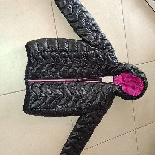 Evita girls jacket like new, black with pink details, size 12