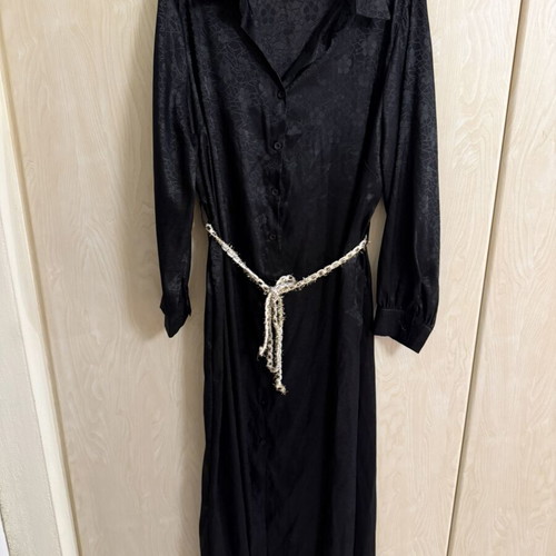 Shein black maxi dress with light knitted belt