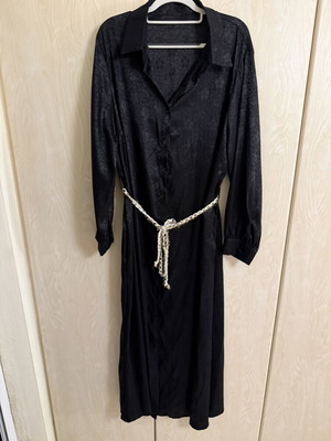 Shein black maxi dress with light knitted belt