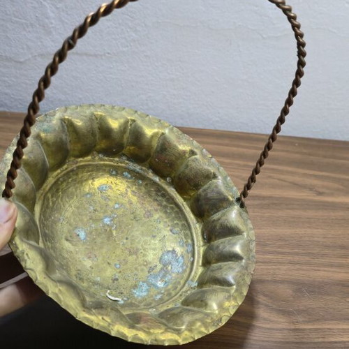 Carved Brass Vase and Decorative Basket Set like new