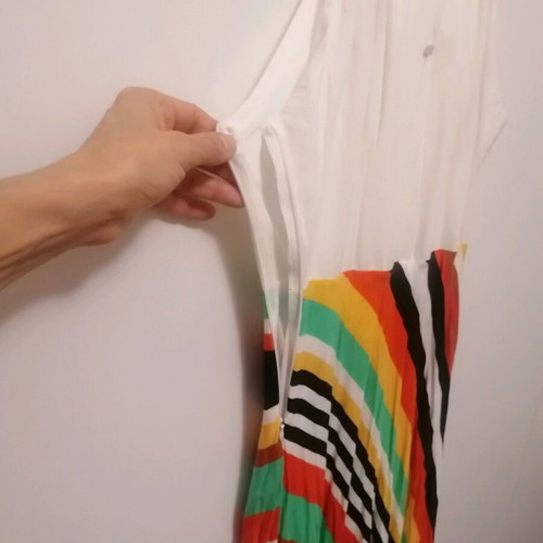 Doca long dress new with colorful skirt and orange belt