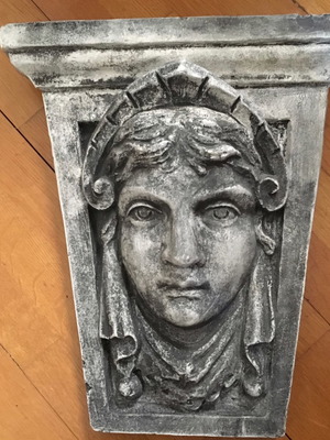 Gypsum wall sculpture of a girl's face used, dimensions 34x30