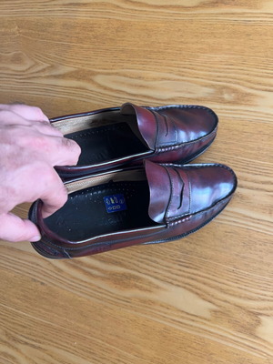 Walkman leather penny loafers men's shoes used, burgundy size 44
