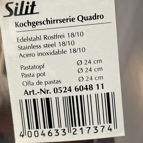 Silic Quadro 24cm Pastapot pasta pot, stainless steel
