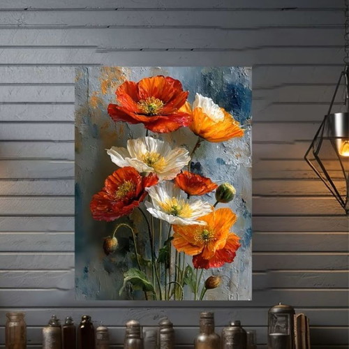 Art print on canvas bright poppies 30.48×40.64 cm new