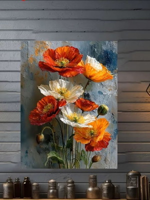 Art print on canvas bright poppies 30.48×40.64 cm new