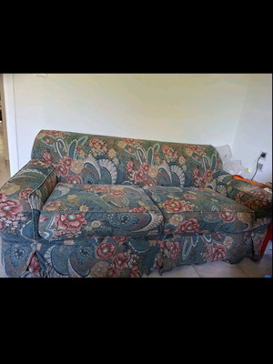 Silvestridis two-seater sofa used with cover, original white-cream color