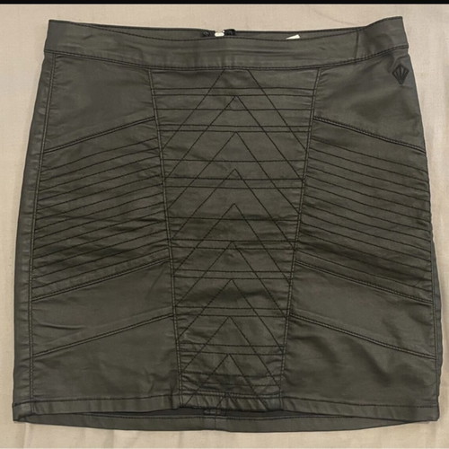 BSB Mini Skirt Waxed Leather Size S Like New Black