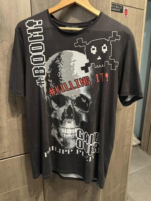 Phillipp Plein T-shirt used, size XXL, black and silver