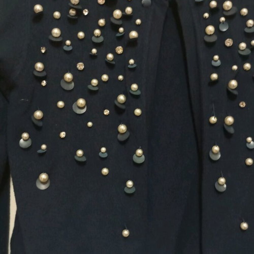 Cardigan used with pearls and rhinestones blue, size S