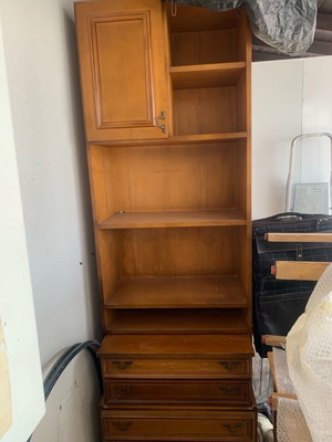 Bookshelf with desk, cabinet and four drawers
