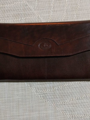 Women's leather wallet used, dark brown, Italy leather