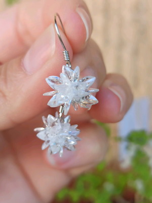 Silver flower dangle earrings new