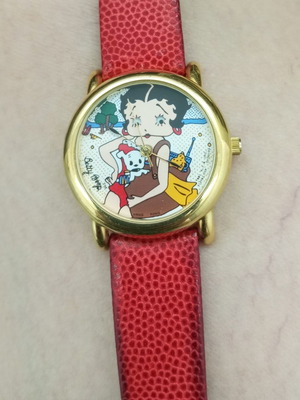 Betty Boop 1991 Fleischer quartz vintage ρολόι σαν καινούργιο με κόκκινο δερμάτινο λουράκι