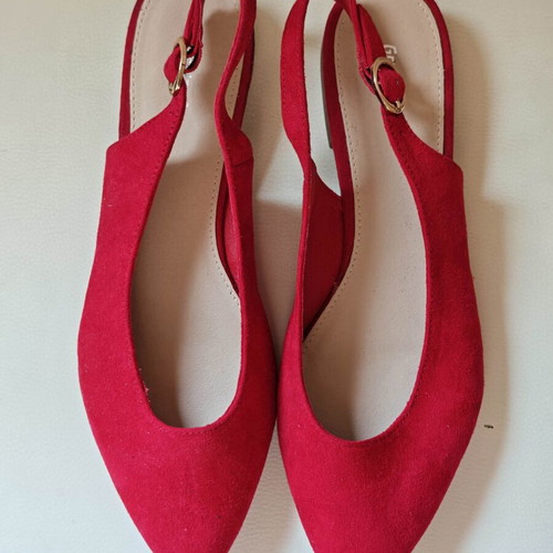 Red ballerina flats, size 40, 25 cm insole
