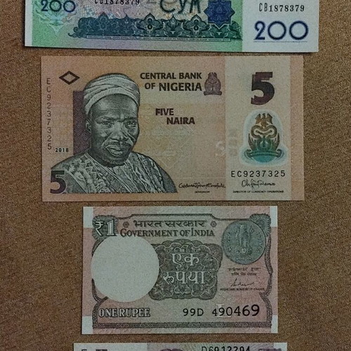 Set of 4 Uncirculated Banknotes from Uzbekistan, Nigeria, India, Croatia
