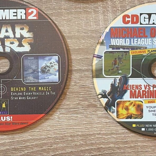 Retro PC Gamer coverdiscs 2x CD set used, Star Wars AvP FIFA 99