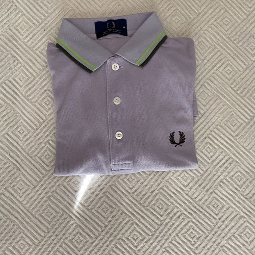 Fred Perry Polo Shirt Medium Lilac with Green and Black Details