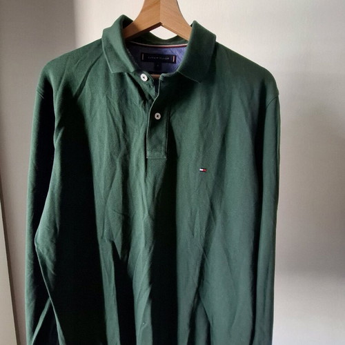 Tommy Hilfiger long-sleeve cotton shirt like new, size M, cypress green