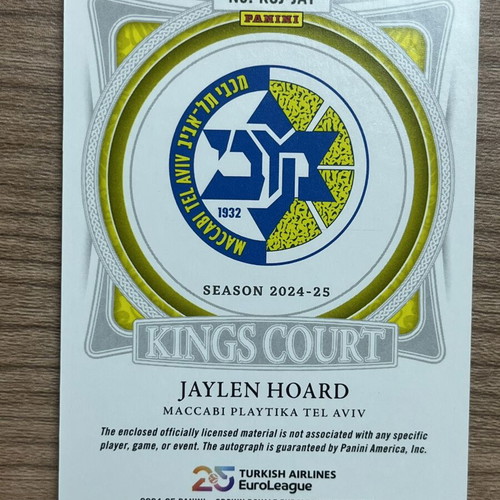 2024-25 Panini Crown Royale Euroleague Basketball Jaylen Hoard Patch Autograph like new