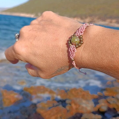 Macrame bracelet new handmade with unakite