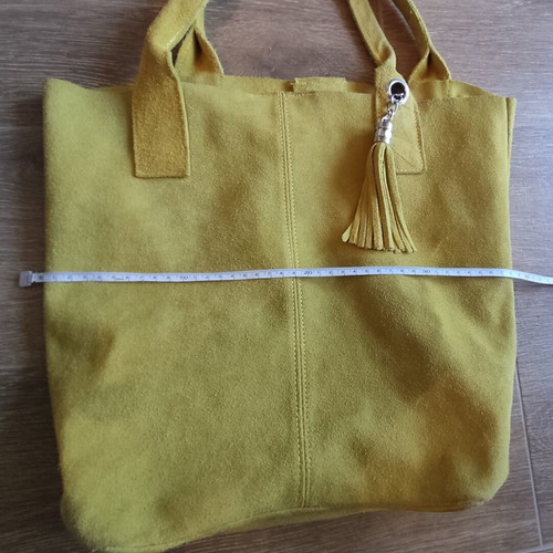 Leather suede tote bag mustard boho chic used
