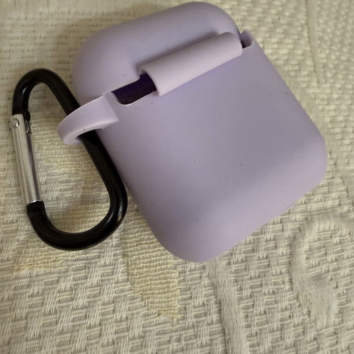 Silicone Case for Apple AirPods Purple with Metal Hook New