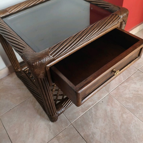 Bamboo bedside tables set like new
